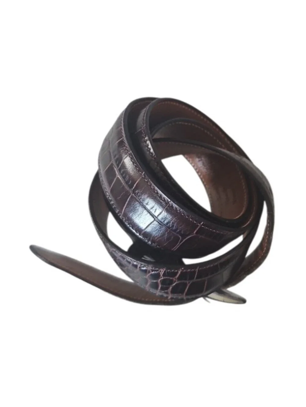 Trafalgar Italian Calfskin Leather Belt Brown Croc Embossed USA Men 38 Dress